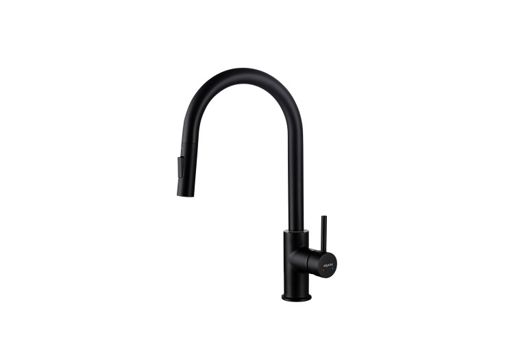 Смеситель для кухни с вытяжным изливом 2 jet Aquatek, матовый черный AQ1384MB ЕВРОПА