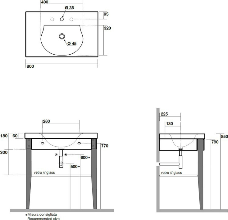 Раковина-консоль Kerasan Bentley 80 3930