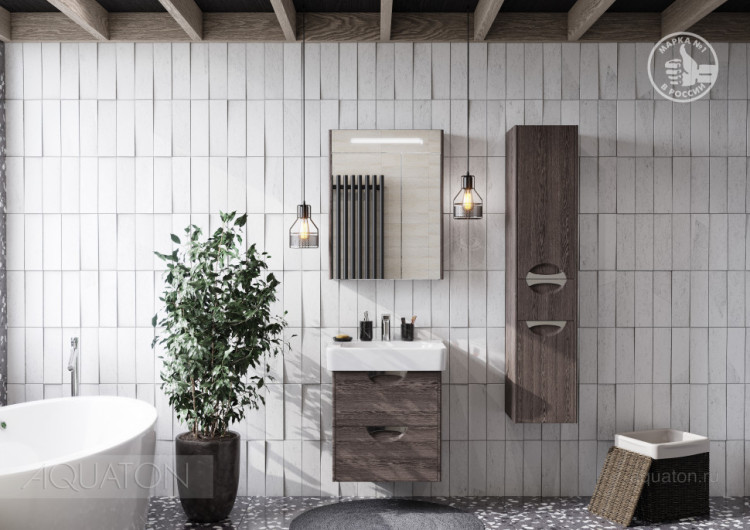 Шкаф - колонна AQUATON Сильва левый дуб макиато 1A215603SIW5L