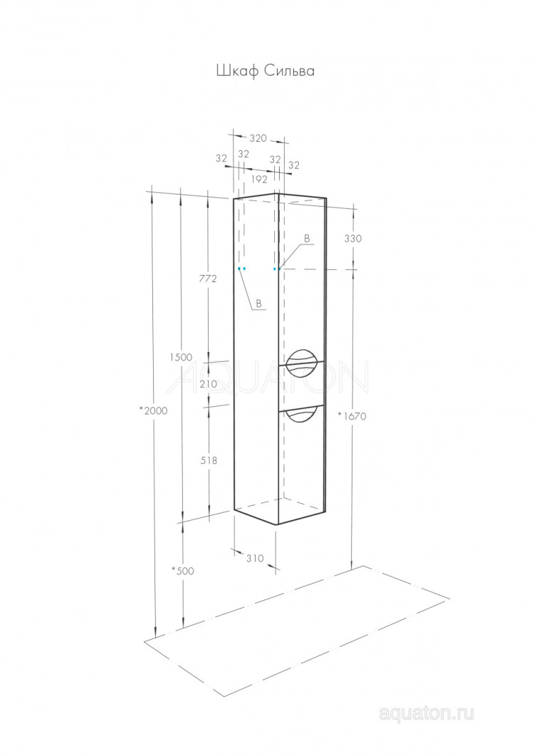 Шкаф - колонна AQUATON Сильва левый дуб макиато 1A215603SIW5L