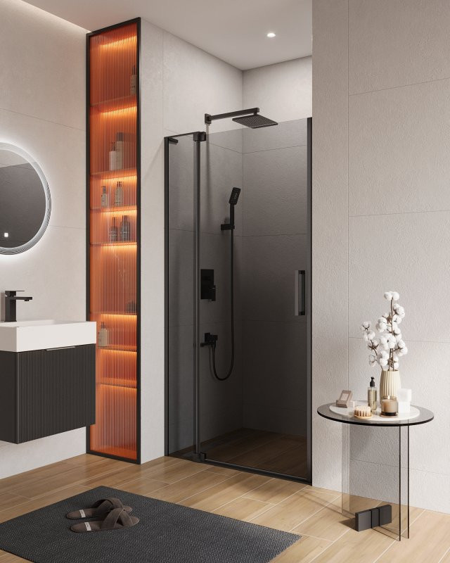 Душевая дверь в нишу SLIDER-B-1 Cezares SLIDER-B-1-100/110-GRIGIO-NERO