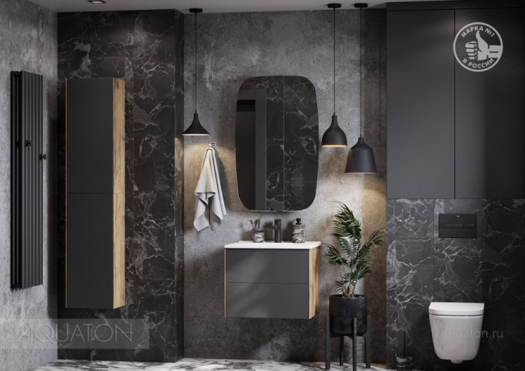 Шкаф навесной AQUATON Сохо дуб веллингтон, графит софт 1A258403AJA00