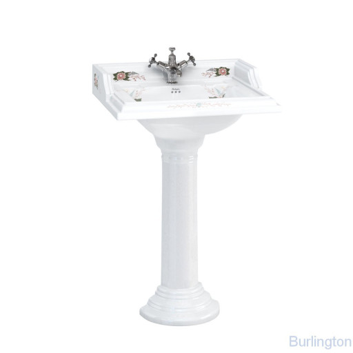 Классическая раковина B15D на 1 отверстие с пьедесталом, декор &quot;Английский Сад&quot;