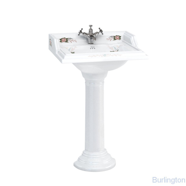 Классическая раковина B15D на 1 отверстие с пьедесталом, декор 