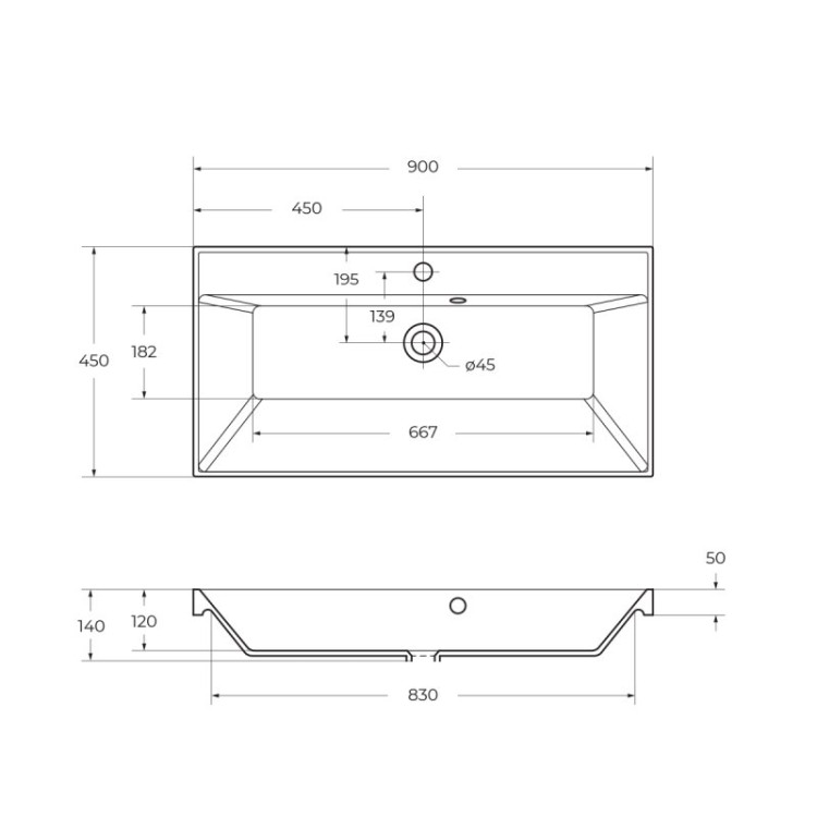 Раковина из искусственного мрамора Cezares BB900/450-LV-MR-AST