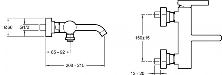 Hастенный смеситель для ванны/душа Jacob Delafon STILLNESS E12778-4-CP