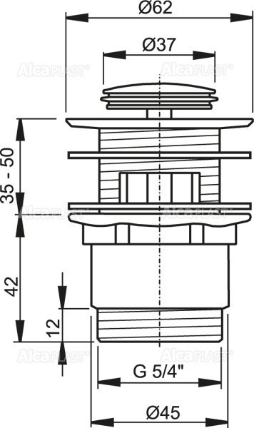 Донный клапан сифона для умывальника CLICK/CLACK 5/4