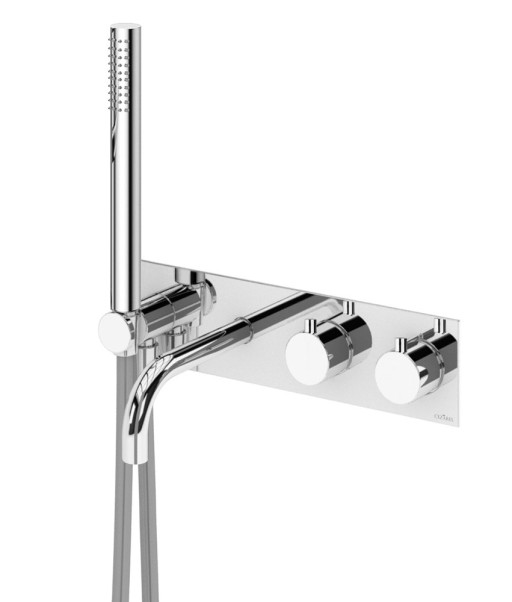 Встраиваемый термостатический смеситель для ванны и душа однорычажный, переключатель на 3 выхода, в комплекте с ручным душем Cezares CZR-B-VDM2-T-NOP