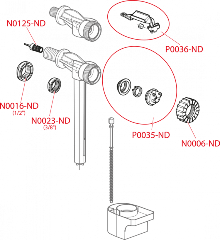 Впускной механизм с боковой подводкой и металлической резьбой для керамических бачков Alcadrain A16-1/2
