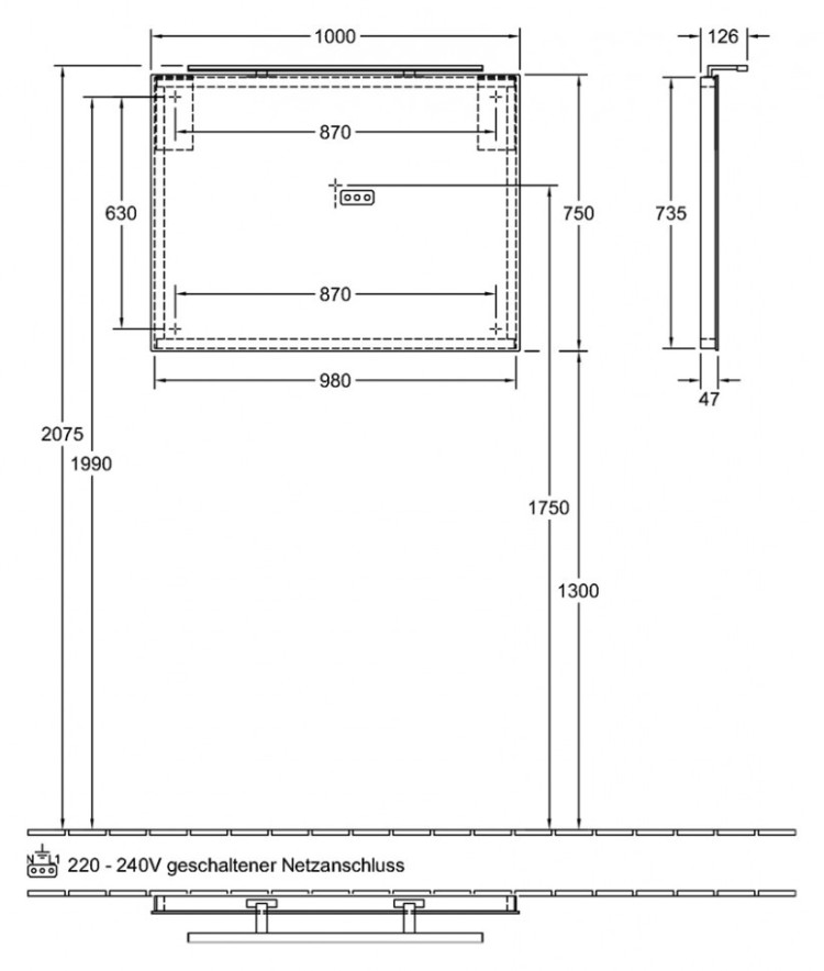 Зеркало Villeroy&Boch More to See 100 с подсветкой