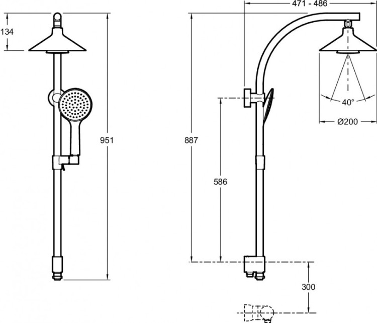 Душевая колонна с большим верхним душем Moxie 200 мм + беспроводной динамик Jacob Delafon MOXIE E8079-CP