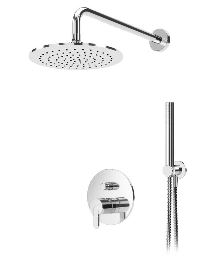 Душевая система с дивиатором для верхнего и ручного душа, верхний душ из стены 30 см Cezares LEAF-DSIP-30-MM