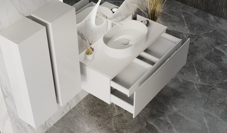 Тумба Stone 120 подвесная Белая