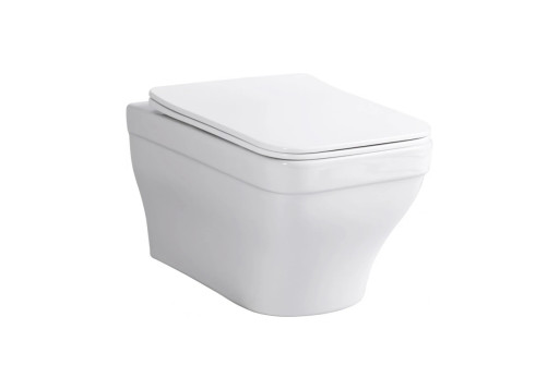 Унитаз подвесной безободковый Aquatek АМАДЕО AQ1163-00 520*365*320 мм, горизонтальный выпуск, тонкое сиденье с механизмом плавного закрывания, крепеж