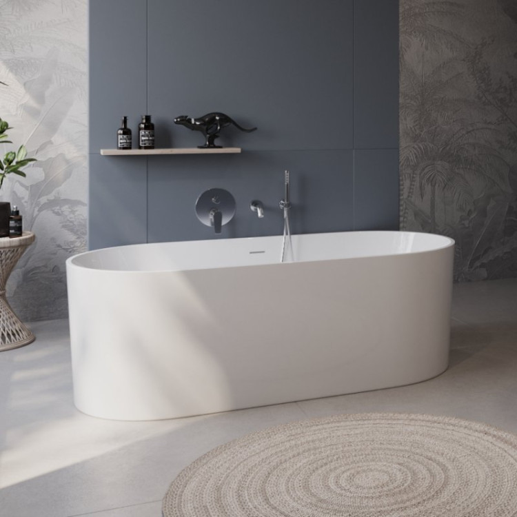 Отдельностоящая, овальная акриловая ванна в комплекте со сливом-переливом Cezares BB705-1800-800