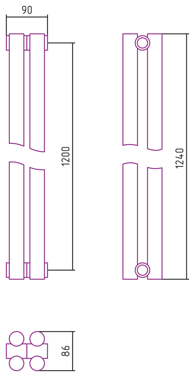 Отопительный радиатор Сунержа Эстет-11 1200х90 2 секции Состаренная бронза