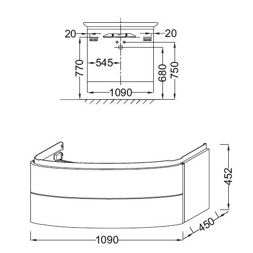Тумба под раковину Jacob Delafon Presquile 130 подвесная 2 ящика