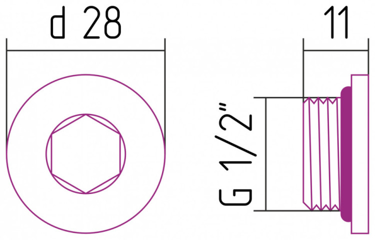 Заглушка Заглушка Стилье d-28 мм / G1/2