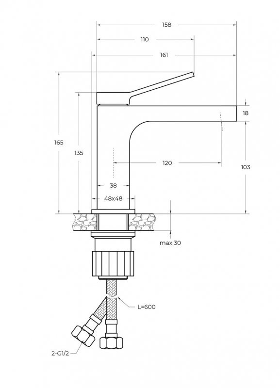 Смеситель для раковины без донного клапана Cezares ALBANO-LVM-CRM-W0