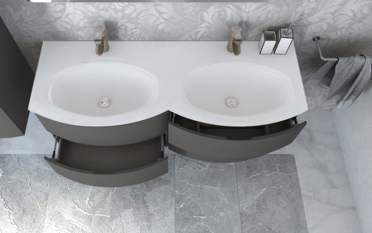 Стеклянная раковина с двумя чашами, 138x52x1,5 Cezares 82412