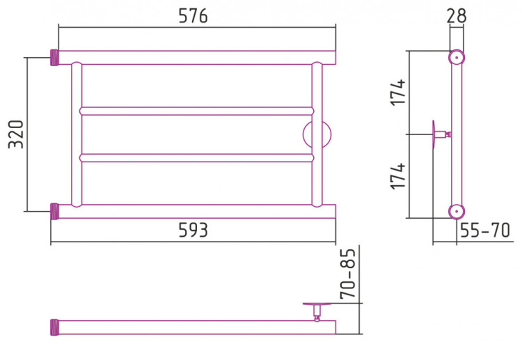 Полотенцесушитель водяной Стилье Минор 0600 320х600 (2) П Без покрытия