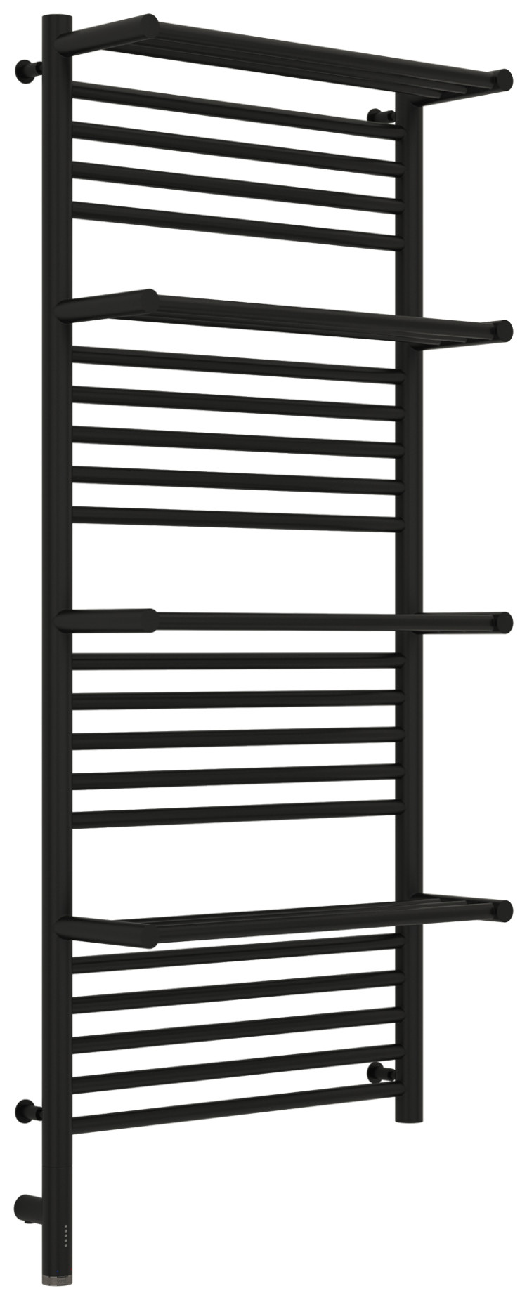 Полотенцесушитель электрический Сунержа Богема с 4 полками 3.0 1200х500 / МЭМ левый Матовый чёрный