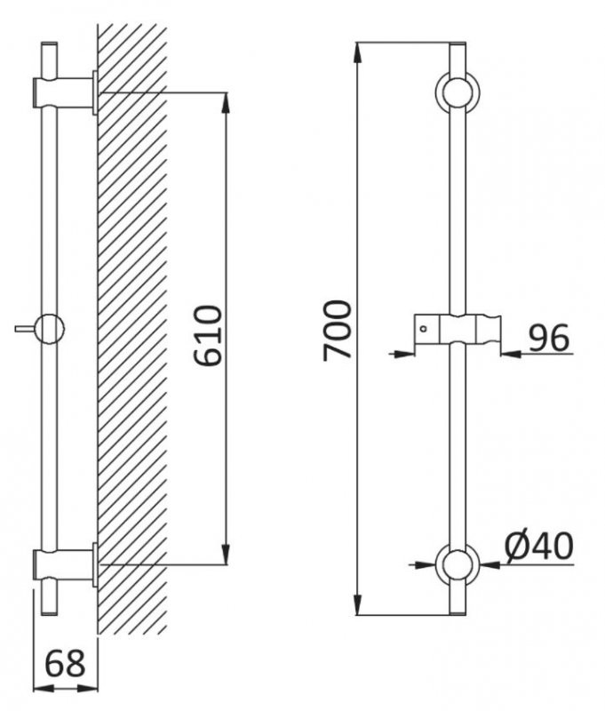 Душевая штанга круглое сечение Cezares CZR-B-SD-NOP