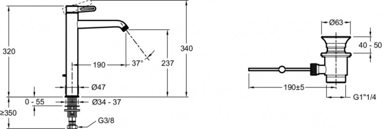 Высокий однорычажный смеситель для раковины Jacob Delafon NOUVELLE VAGUE E78337-BLV