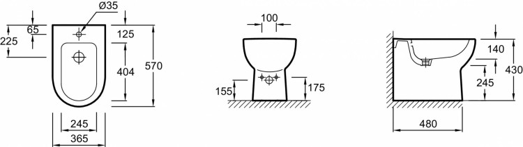 Напольное биде 57 x 36,5 см Jacob Delafon ODEON UP E4738-00