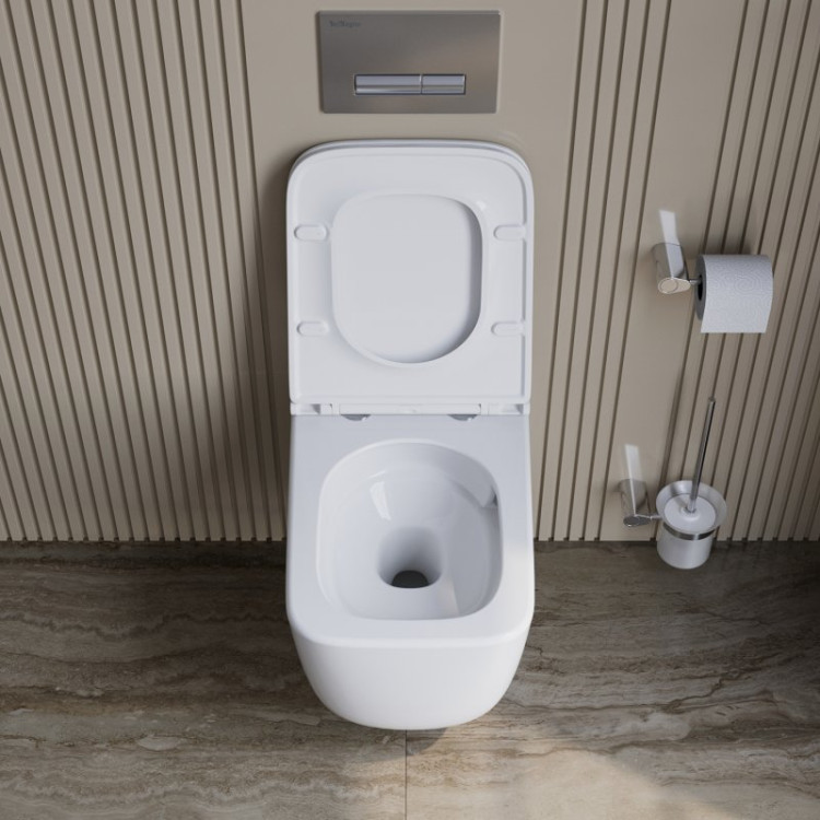 Унитаз подвесной безободковый со смывом TORNADO с сиденьем дюропласт soft close Cezares BB076CH-TOR/SC