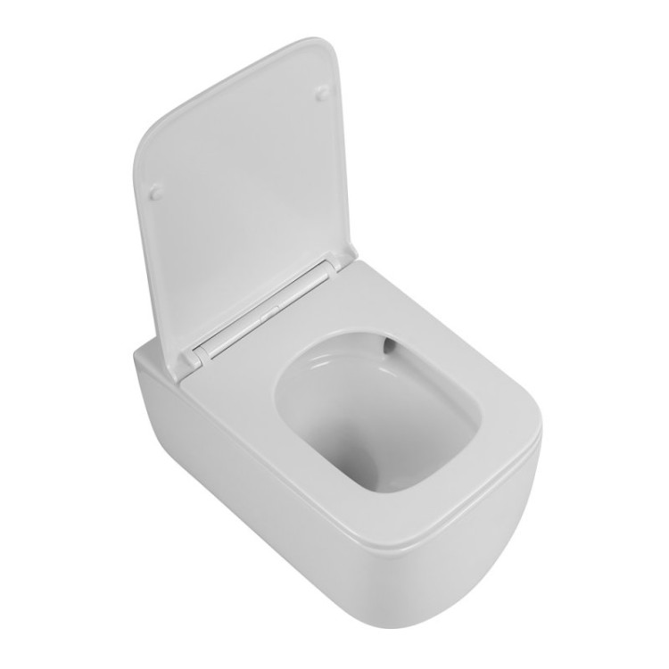 Унитаз подвесной безободковый со смывом TORNADO с сиденьем дюропласт soft close Cezares BB076CH-TOR/SC