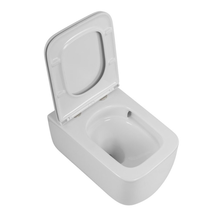 Унитаз подвесной безободковый со смывом TORNADO с сиденьем дюропласт soft close Cezares BB076CH-TOR/SC