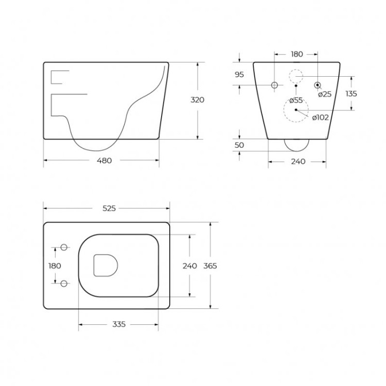 Унитаз подвесной безободковый со смывом TORNADO с сиденьем дюропласт soft close Cezares BB076CH-TOR/SC