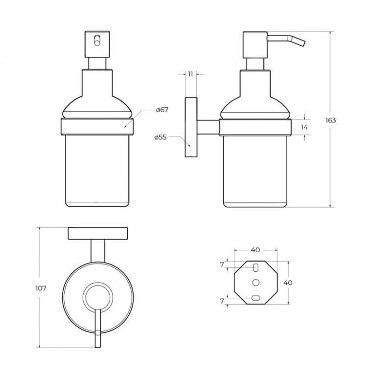 Диспенсер для мыла подвесной, стекло Cezares RELAX-SOIS-V-BORO