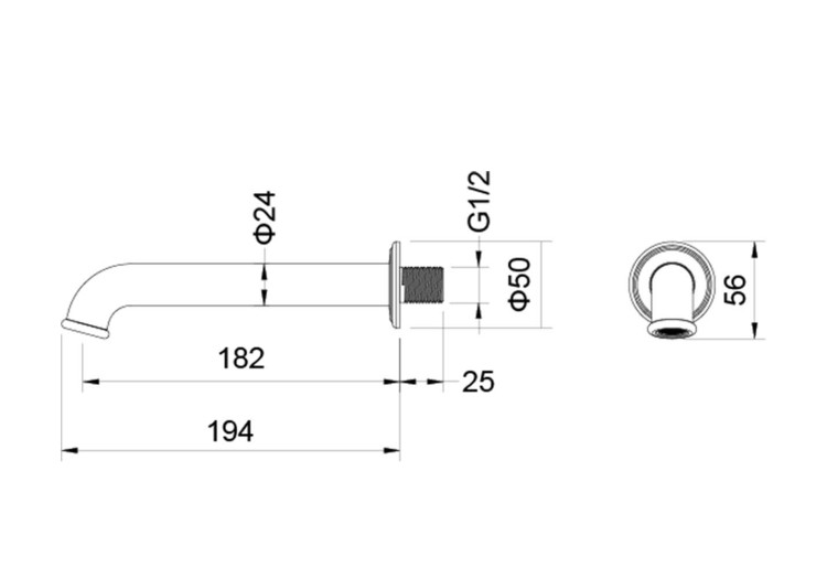 Излив для ванны 182 мм Aquatek AQ1541CR КЛАССИК
