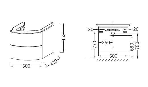 Тумба под раковину Jacob Delafon Presquile 60 подвесная