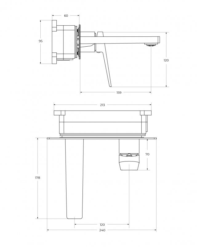 Смеситель для раковины без донного клапана встраиваемый Cezares ARDENTE-BLVM-CRM-W0