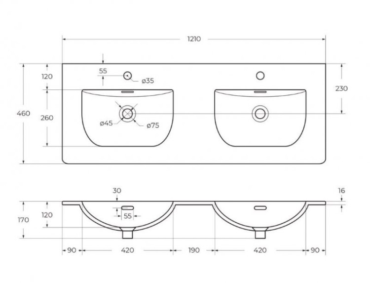 База под раковину подвесная с четырьмя выкатными ящиками Cezares MARINO-CER-N-1200-4C-SO-RG-P