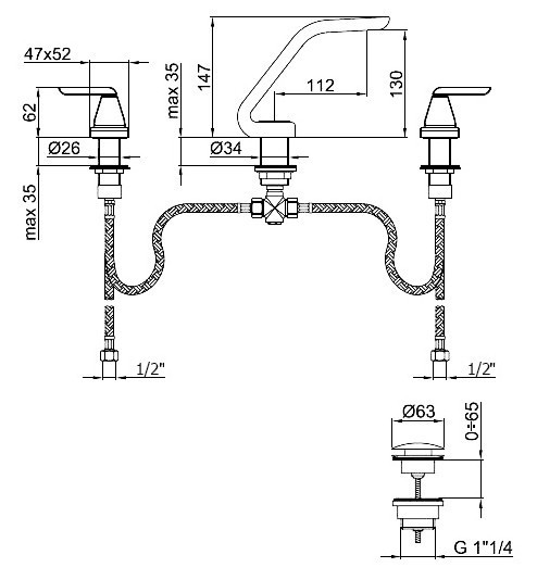Смеситель для раковины Webert Wolo WO750101