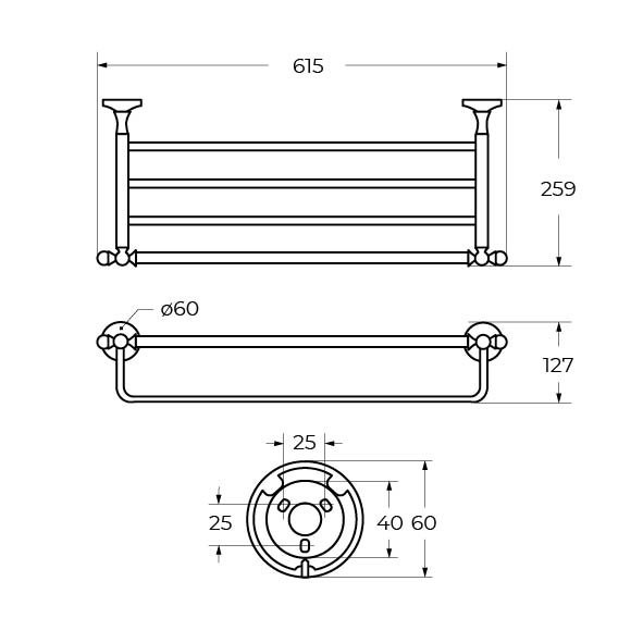 Полка для полотенец подвесная 61 см ART&MAX AM-E-2622SJ-Do