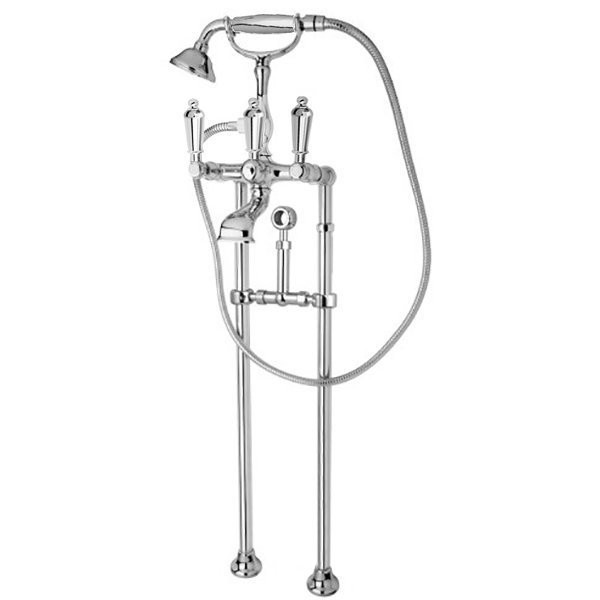 Напольный смеситель для ванны с ручным душем, с кронштейном для слива-перелива Cezares FIRST-VDPS-01-Bi