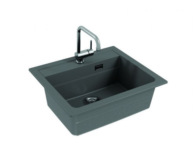 Мойка ALVEUS GRANITAL ATROX 30 CONCRETE - G81 590 X 500 1X в комплекте с сифоном 1132823,