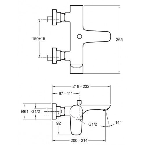 Смеситель для ванны и душа Jacob Delafon Aleo E72282-CP