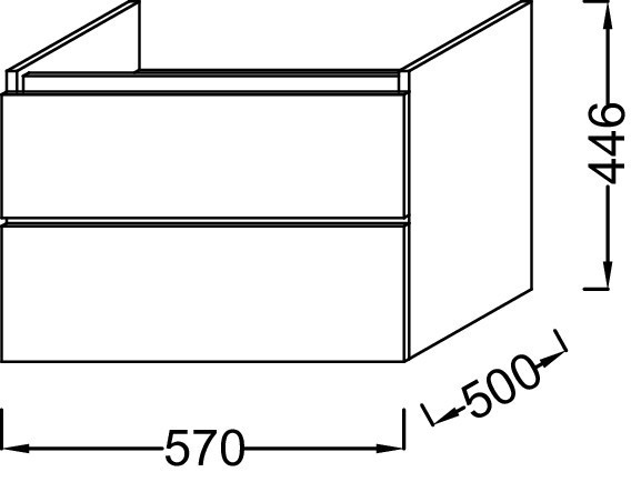 Мебель 57 см, 2 выдвижных ящика Jacob Delafon PARALLEL EB504-E10