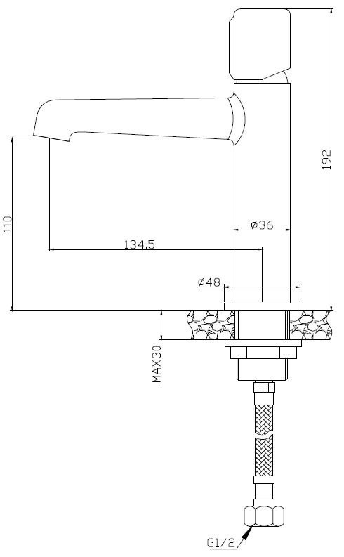Смеситель для раковины с донным клапаном BelBagno UNO-LVM-NERO
