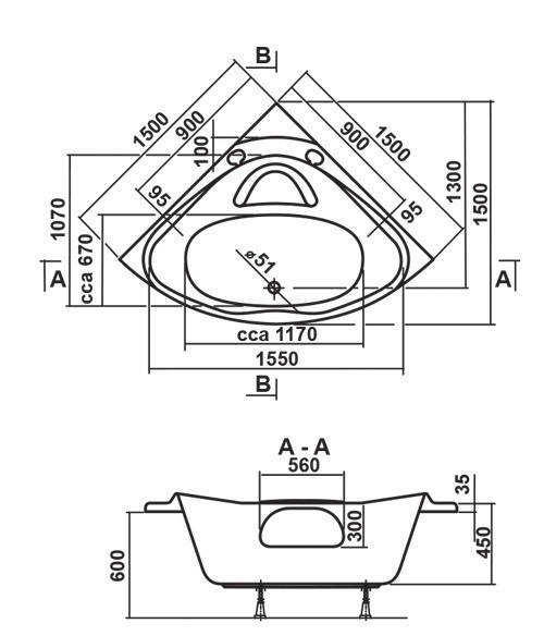 Акриловая ванна Vagnerplast Athena 150x150