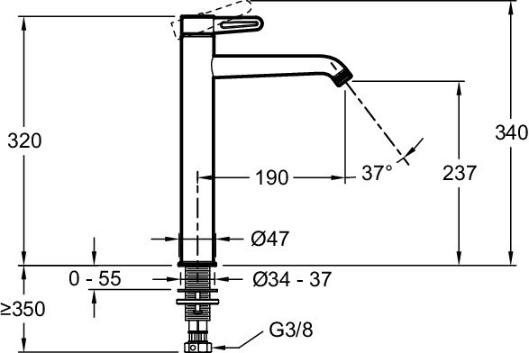 Высокий однорычажный смеситель для раковины Jacob Delafon NOUVELLE VAGUE E78340-BLV