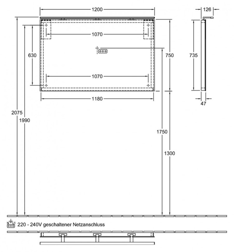 Зеркало Villeroy&Boch More to See 120 с подсветкой