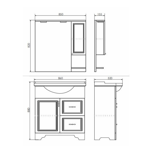 Зеркальный шкаф Comforty Севилья 85