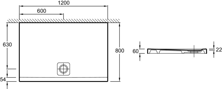 Ультратонкий квадратный душевой поддон 120 х 80 х 6 см Jacob Delafon ODEON UP N114K-00